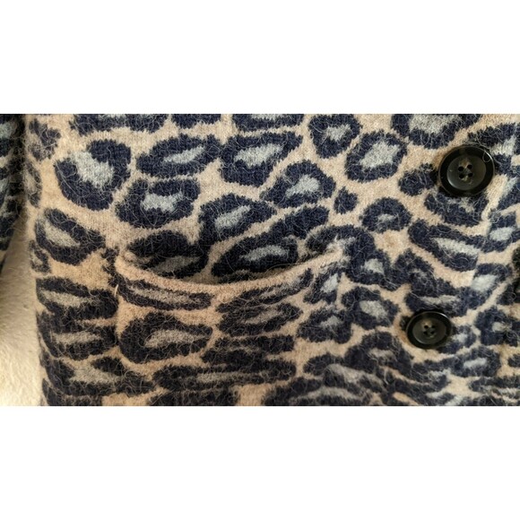 ANN TAYLOR Animal Print Alpaca/Merino Wool Blend Thick Plush Button-Up Sweater S - Picture 5 of 11